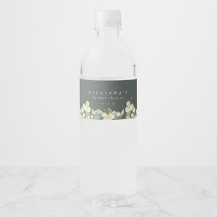 Green Snowberry+Eucalyptus Winter Bridal Shower Water Bottle Label
