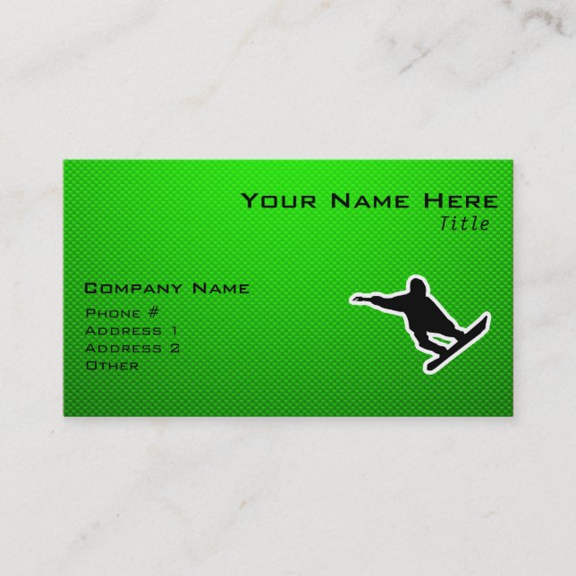 Green Snowboarding Business Card (Front)