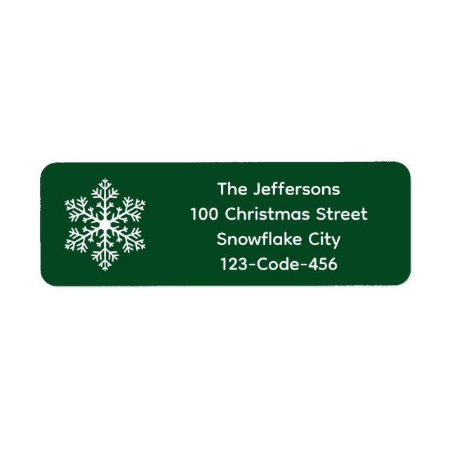 Green Snowflake Address Labels (Front)