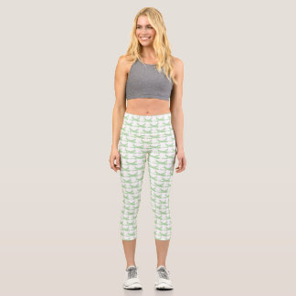 Green Snowflake Aeroplane - Capri Leggings