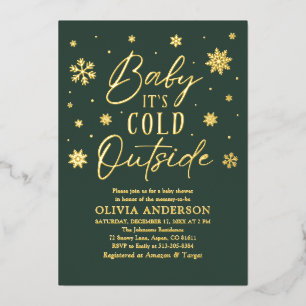 Green Snowflake Baby It's Cold Outside Baby Shower