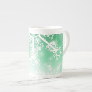 Green Snowflake Bone China Mug