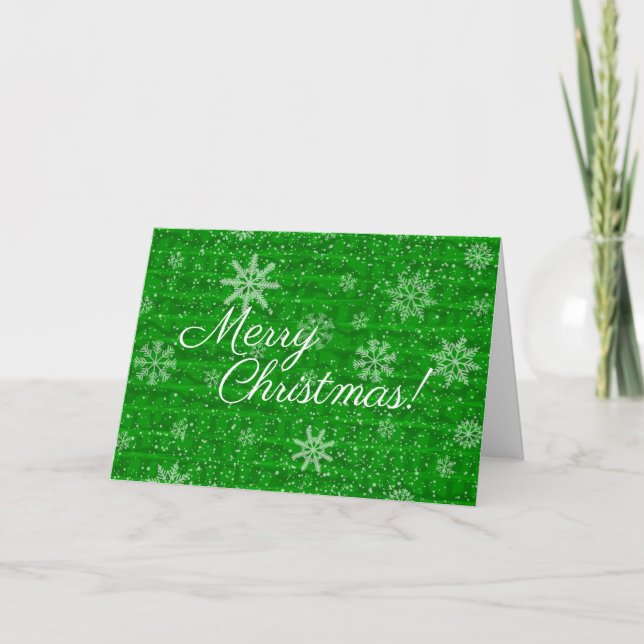 Green Snowflake Christmas Card (Front)