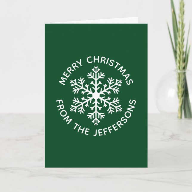Green Snowflake Christmas Card (Front)