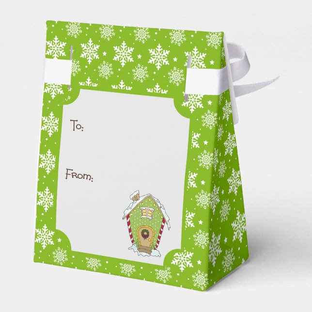Green Snowflake Christmas Gift Favour Box (Back Side)