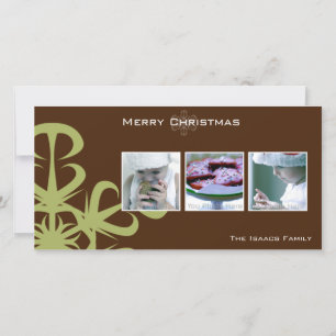 Green snowflake christmas photcard holiday card