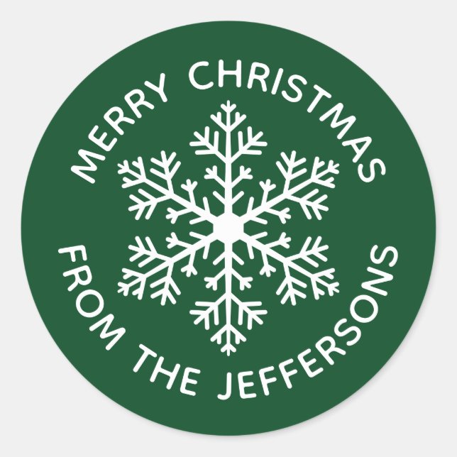 Green Snowflake Christmas Stickers (Front)
