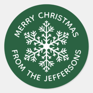 Green Snowflake Christmas Stickers