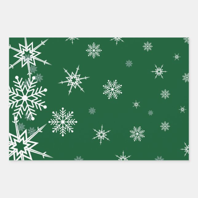 Green Snowflake Christmas Wrapping paper (Front)