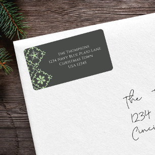 Green Snowflake Family Return Address  Label