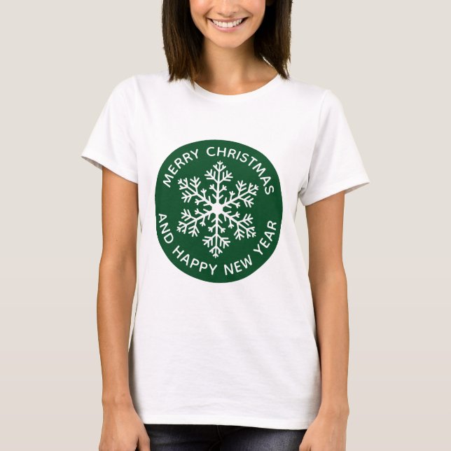Green Snowflake Festive T-Shirt (Front)