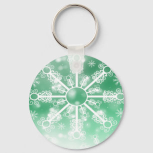 Green Snowflake Key Ring