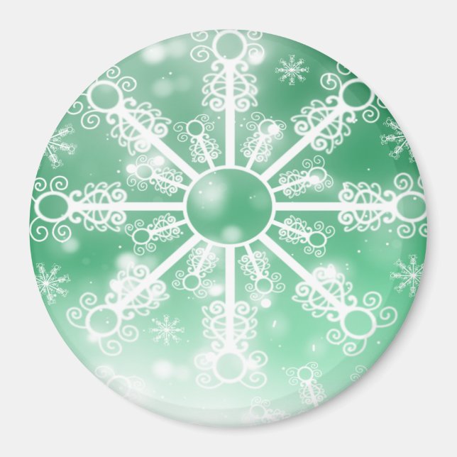Green Snowflake Magnet (Front)