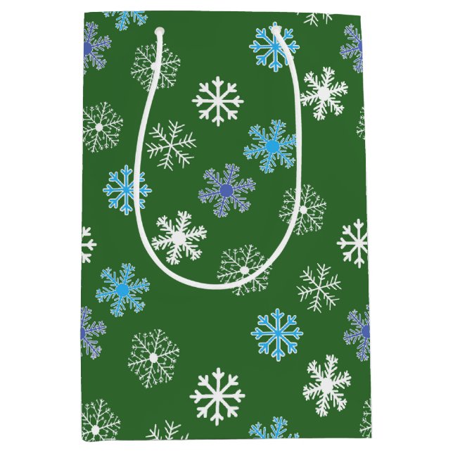 Green Snowflake Medium Gift Bag (Front)