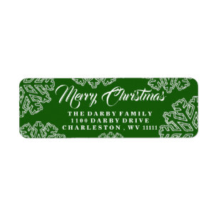 Green Snowflake Merry Christmas Label