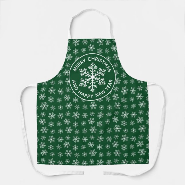 Green Snowflake Pattern Apron (Front)