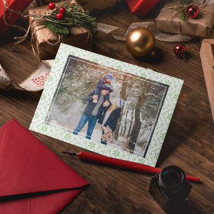 Green Snowflake Pattern Christmas Photo Card
