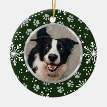 Green Snowflake Paw Pattern Pet Photo