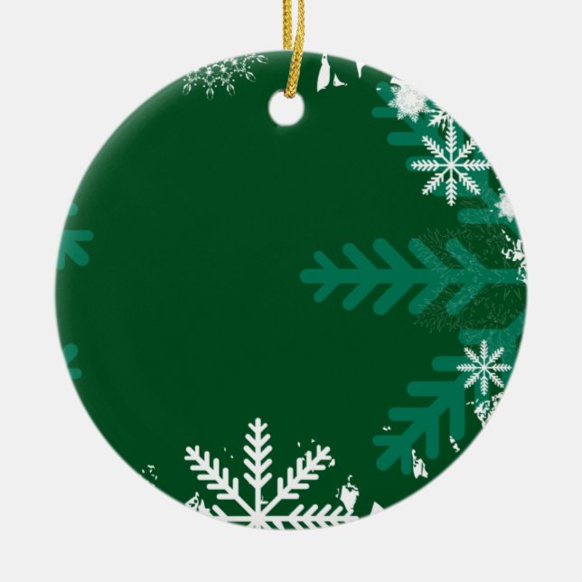 Green Snowflake Swirl Christmas Ornaments (Front)