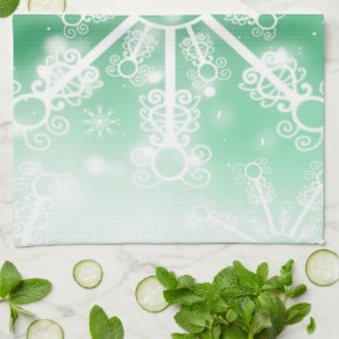Green Snowflake Tea Towel