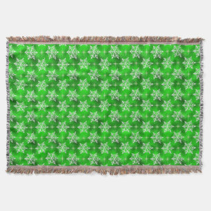 Green Snowflake Throw Blanket