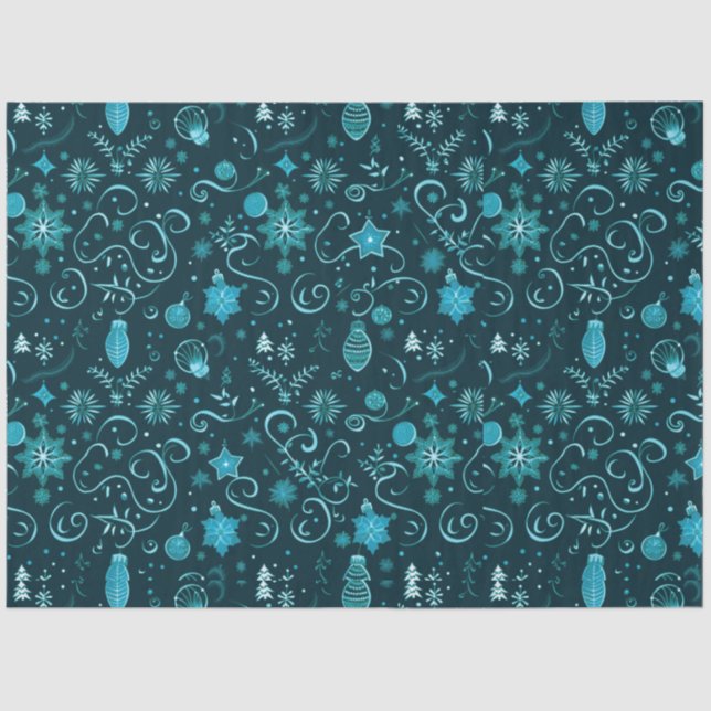 Green Snowflakes Christmas Ornaments Christmas Tissue Paper (Front)