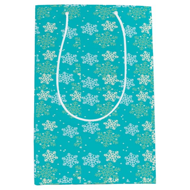 Green Snowflakes Gift Bag Small to Medium (Front)