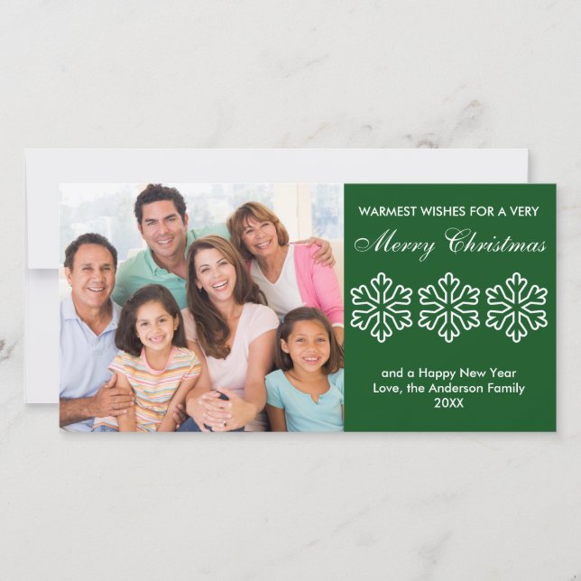 Green Snowflakes - Photo Card (Front)