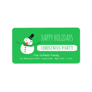 Green Snowman, Christmas Party Label