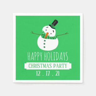 Green Snowman, Christmas Party Napkin
