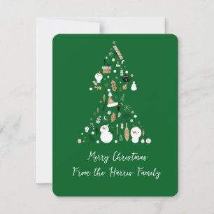 Green Snowman Christmas Tree Holiday Card