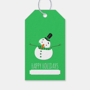 Green Snowman, Happy Holidays Gift Tags