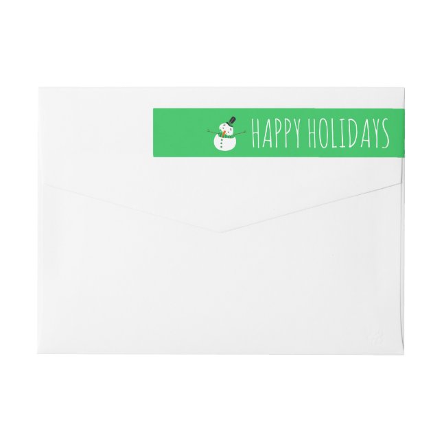 Green Snowman, Happy Holidays Wrap Around Label (Back)