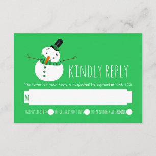 Green Snowman RSVP Card