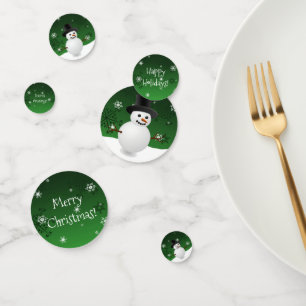 Green Snowman Winter Scene Christmas Confetti
