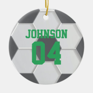 Green Soccer Ball Christmas Ceramic Tree Decoration