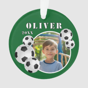 Green Soccer Ball Football Sports Photo Ornament