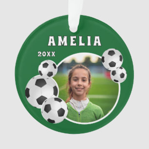 Green Soccer Ball Football Sports Photo Ornament