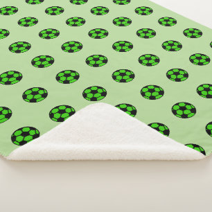 Green Soccer Ball Pattern Sherpa Blanket