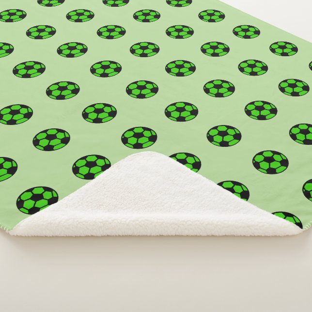 Green  Soccer Ball Pattern Sherpa Blanket (3/4)