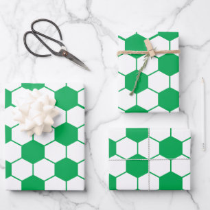 Green Soccer ball pattern Wrapping Paper