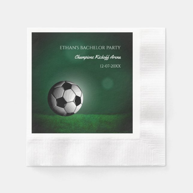 Green Soccer Birthday / Bachelor Party Napkin (Front)
