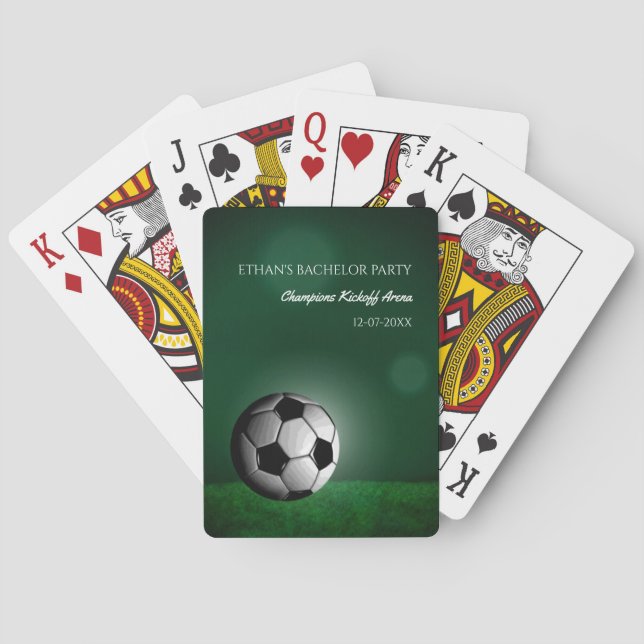 Green Soccer Birthday / Bachelor Party Playing Cards (Back)