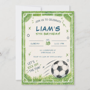 Green Soccer Birthday Invitation