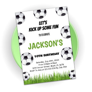 Green Soccer Birthday Party Invitation
