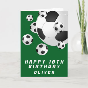 Green Soccer Football Ball Kids Boy Happy Birthday Card