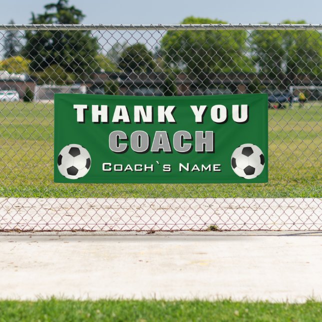 Green Soccer Football Thank you Coach  Banner (Insitu)