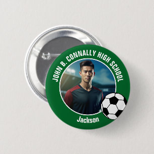 Green Soccer Player Photo High School Spirit 6 Cm Round Badge