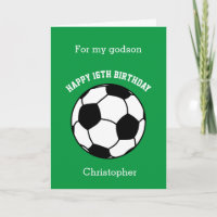 Green Soccer Sport 16th Birthday Card