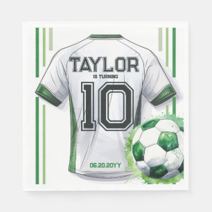 Green Soccer Sports Boy Jersey Kids Birthday Party Napkin